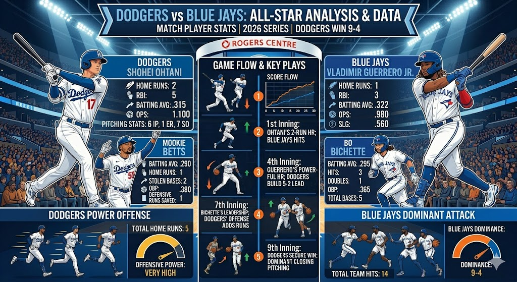 Dodgers vs Toronto Blue Jays Match Player Stats